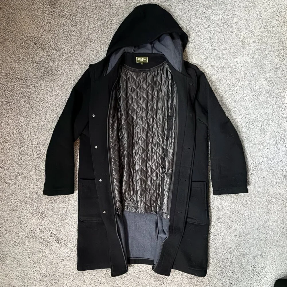 Vintage 1990's Eddie Bauer Men's Size Med. Wool-blend Hooded Duffle Coat - EUC - Picture 6 of 14